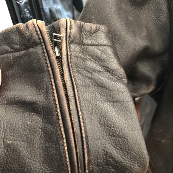 SzM mens dark brown distressed leather coat - Picture 8 of 12